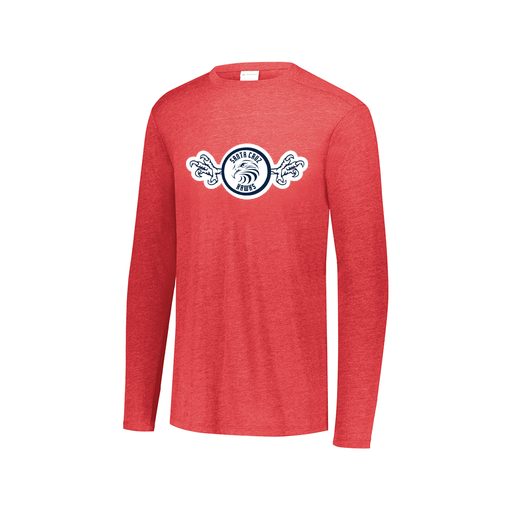 [FTLCUBRD-AXS-LOGO3] Decker Men's Tri-Blend T-Shirt - Long Sleeve (Adult XS, Red, Logo 3)
