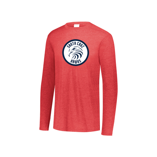 [FTLCUBRD-YS-LOGO2] Decker Youth Tri-Blend T-Shirt - Long Sleeve (Youth S, Red, Logo 2)