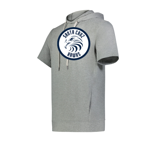 [222605-SIL-YS-LOGO2] YOUTH VENTURA SOFT KNIT SHORT SLEEVE HOODIE (Youth S, Silver, Logo 2)