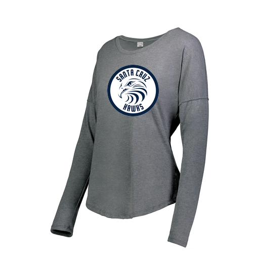 [FTLCUBGY-FAXS-LOGO2] Decker Women's Tri-Blend T-Shirt - Long Sleeve (Female Adult XS, Gray, Logo 2)
