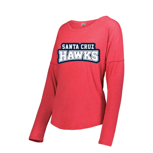 [FTLCUBRD-FAXS-LOGO1] Decker Women's Tri-Blend T-Shirt - Long Sleeve (Female Adult XS, Red, Logo 1)