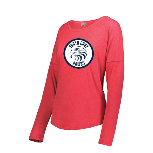 [FTLCUBRD-FAXS-LOGO2] Decker Women's Tri-Blend T-Shirt - Long Sleeve (Female Adult XS, Red, Logo 2)