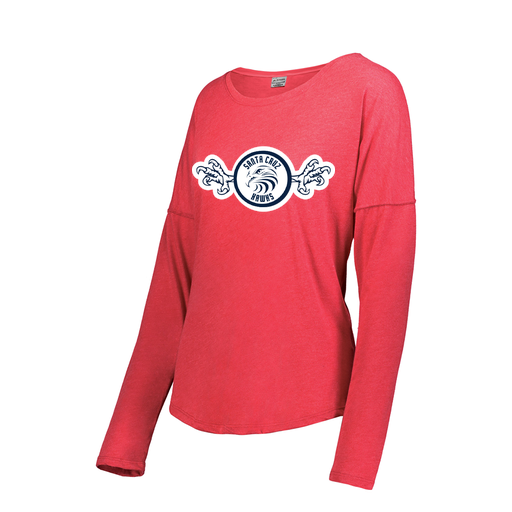 [FTLCUBRD-FAXS-LOGO3] Decker Women's Tri-Blend T-Shirt - Long Sleeve (Female Adult XS, Red, Logo 3)